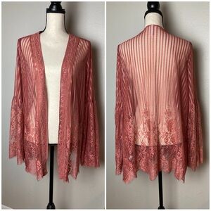 Lace Mesh & Crochet Cardigan || Sheer Eyelash Lace || Bell Sleeves || Summer